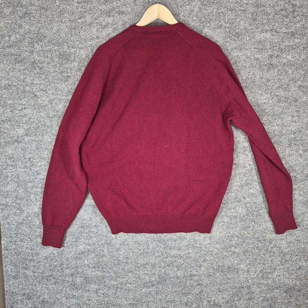 Alan Paine Burgundy Lambswool V Neck Sweater Men's L Made in England Classic - Picture 2 of 6